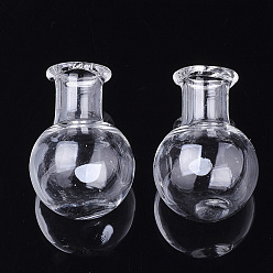 Clear Handmade One Hole Blown Glass Globe Cover, For Bottle Pendant Making, Clear, 26x18mm, Hole: 6mm, Bottle Capacity: 2.5ml(0.08 fl. oz)