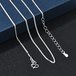 Silver 1.5MM Brass Wheat Chain Necklaces for Women, Long-Lasting Plated, Silver, 17.72~18.50 inch(45~47cm)