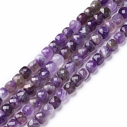 Аметист Природный аметист нитей бисера, граненые, кубические, 4~5x4~5x4~5 мм, отверстие : 0.8 мм, около 87 шт / нитка, 15.16 дюйм (38.5 см)