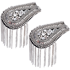 Платина Кисточка из железной цепочки-капли с эполетами из стразов, наплечные значки, платина, 180x63x10.5 мм, булавка: 20 mm в диаметре