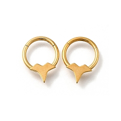 Золотой 304 Кольца для носа с двойными рогами из нержавеющей стали, золотые, 14x10.5x2.3 мм, внутренний диаметр: 7.8 мм