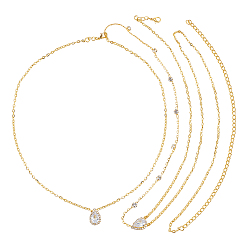 Золотой 1ПК прозрачный кубический цирконий каплевидный фон ожерелье цепь для тела, кулон из сплава с кисточками, украшение для тела для женщин, платье с открытой спиной и открытыми плечами, золотые, 21.10 дюйм (53.6 см)