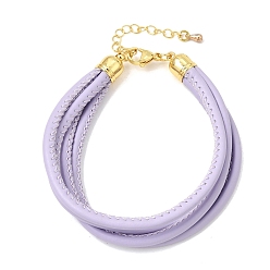 Thistle Microfiber Leather Multi-strand Cord Bracelets Makings, with Brass Findings and 202 Stainless Steel Lobster Claw Clasps, Golden, Thistle, 7.48 inch(19cm)