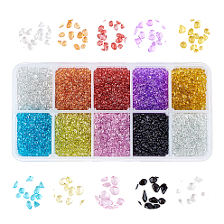 Mixed Color Glass Seed Beads, Dyed, Transparent Colours, For Nail Art Decoration, No Hole/Undrilled, Chip, Mixed Color, 2~5x2~3x2~3mm, 25g
