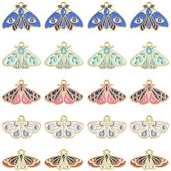 (52) Непрозрачная лаванда 30 шт 5 стили подвески из сплава эмали, золотые, подвеска бабочка и мотылек, разноцветные, 15~21x28x1.5 мм, отверстие : 2 мм, 6 шт / стиль