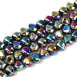 (966) Внутренний цвет Кристалл / Лиловато-лиловый на подкладке Стеклянные бусины с гальваническим покрытием , самородки, с покрытием цвета радуги, 6.5x8x5 мм, отверстие : 0.9~1 мм, около 99~101 шт / нитка, 24.61~25.39 дюйм (62.5~64.5 см)