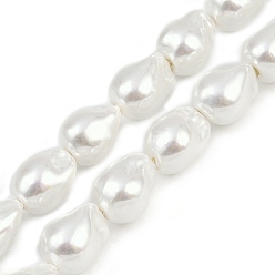 Белый Гальванические стеклянные бусины, имитации жемчуга, самородки, белые, 16~18x13~13.5x13~13.5 мм, отверстие : 1.2 мм, около 29 шт / нитка, 15.75'' (40 см)