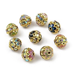 (52) Непрозрачная лаванда Латунь эмаль бисера, со стразами, долговечный, круглые, стойки покрытие, разноцветные, 8 мм, отверстие : 1 мм