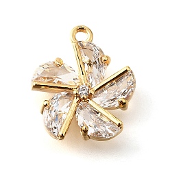Прозрачный Латунные микропаве прозрачные подвески с фианитом, , прозрачные, 14.5x13x3 мм, отверстие : 1.2 мм
