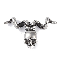 Antique Silver 316 Surgical Stainless Steel Findings, Skull, Antique Silver, 27.5x44.5x11mm