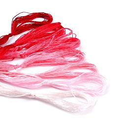 Crimson Real Silk Embroidery Threads, Friendship Bracelets String, 8 Colors, Gradient color, Crimson, 1mm, 20m/bundle, 8 bundles/set