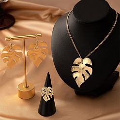 Золотой Наборы сережек-подвесок, кулонов и колец из сплава в форме листьев, золотые, 400 мм