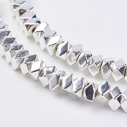 с Покрытием Серебра Немагнитные синтетический гематит бисер пряди, рондель, граненые, со серебряным покрытием, 3x2 мм, отверстие : 1 мм, около 210 шт / нитка, 16.1 дюйм