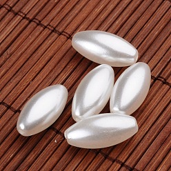 White Rice Imitation Pearl Acrylic Beads, White, 21x10mm, Hole: 2mm, about 390pcs/500g
