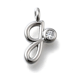 Letter G Латунные микро проложить кубического циркония подвески, письмо амулеты, стойки покрытие, долговечный, без кадмия и без свинца, Буква G, 12x7x2 мм, отверстие : 1.6 мм