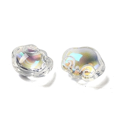 Clear AB Transparent Glass Pendants, Longevity Lock Charms, Clear AB, 14x16x7mm, Hole: 1.2mm