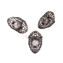 Хрусталь Кольца на палец в стиле ретро с натуральным кристаллом кварца, регулируемые латунные кольца для женщин, 38 мм, внутренний диаметр: 19 мм