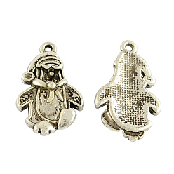 Античное Серебро Рождество Санта-Клаус сплава подвески, тибетский стиль , без кадмия, без никеля и без свинца, античное серебро, 22x13x3 мм, отверстие : 1 мм