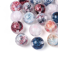 (52) Непрозрачная лаванда Прозрачные внутренние бусины из смолы в форме цветка, круглые, с блеском порошок, разноцветные, 16 мм, отверстие : 2.2 мм