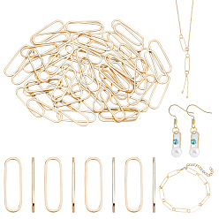 Настоящее золото 18K Латунные соединительные колечки, овальные, реальный 18 k позолоченный, 20x6x1 мм, внутренний диаметр: 18x4.5 мм, 60 шт / коробка