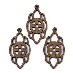 Кокосово-Коричневый Подвески из орехового дерева, кокосового коричневый, 50x25x2.5 мм, отверстие : 2 мм