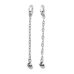 Черный Латунная эмаль абс иммитация жемчужный конец с цепочкой, плоско-круглые, без кадмия, без никеля и без свинца, платина, чёрные, 73 мм