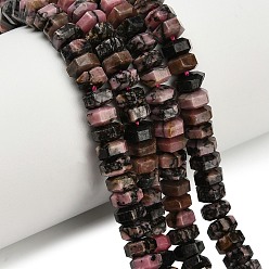 Родонит Природные родонит бисер нитей, граненые, шестиугольник, 6x6x3 мм, отверстие : 0.8 мм, около 108 шт / нитка, 14.72~14.80'' (37.4~37.6 см)