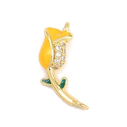 Золотистый Латунные микро проложить кубического циркония подвески, с эмалью, , долговечный, стойки покрытие, без свинца и без кадмия, реальный 18 k позолоченный, золотые, 18.5x10.5x4.5 мм, отверстие : 1.5 мм