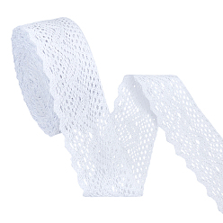 White Cotton Lace Ribbon, for Clothes Accessories, White, 2-3/8 inch(60mm), about 10.94 Yards(10m)/Roll