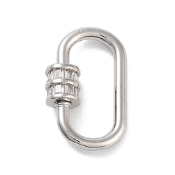 Платина Кольца для ключей из латуни с микропаве и кубическим цирконием, долговечный, без свинца и без кадмия, овальные, платина, 21.5x13.5x6 мм