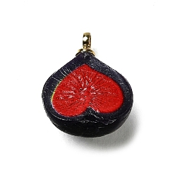 Другие Латунные подвески из акрила, без свинца и без кадмия, стойки покрытие, долговечный, золотые, инжир, 16x12.5x7 мм, отверстие : 1.6 мм