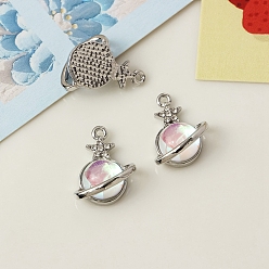 Planet Подвески из платинового сплава с микропаве из кубических цирконий, аксессуары для браслетов своими руками, планета, 16x14 мм