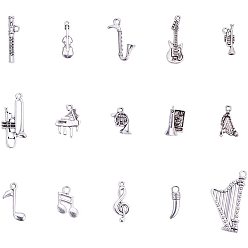 Античное Серебро Сплавочные подвески тибетского стиля, музыкальные инструменты, античное серебро, 90 шт / комплект
