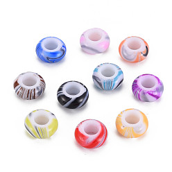 (52) Непрозрачная лаванда Непрозрачный акрил европейского бисера, бусины с большим отверстием, рондель, разноцветные, 11x5.5 мм, отверстие : 5 мм, Около 1330 шт / 500 г