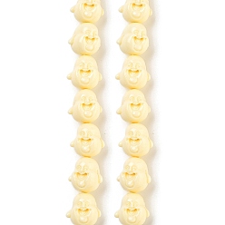Лимонный шифон Нити резных бусин из синтетического коралла, окрашенные, майтрея голова смеющегося будды, лимонный шифон, 17x17x14 мм, отверстие : 1.8 мм, около 20 шт / нитка, 13.19'' (33.5 см)