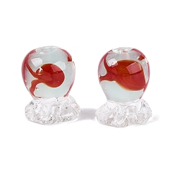 Brique Rouge Perles de verre filées à la main à l'intérieur de la fleur, bouteille avec méduse, firebrick, 15x11~13x11~13mm, Trou: 0.8~1mm