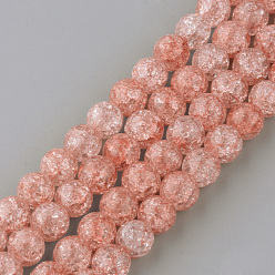 Лосось Синтетический хрустят кварц бисер пряди, круглые, окрашенные, salmon, 12 мм, отверстие : 1 мм, около 31~33 шт / нитка, 15 дюйм