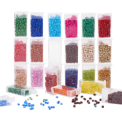 Mixed Color Glass Bugle Beads, Baking Paint & Opaque Colours & Metallic Colours & Silver Lined, Mixed Color, 3.5~5x3.5~4mm, Hole: 1mm, 24colors, about 110pcs/color, 2640pcs/box