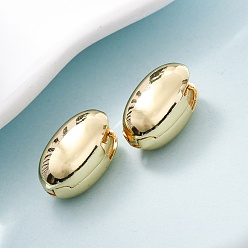 Настоящее золото 18K Овальные серьги-кольца из латуни, долговечный, стойки покрытие, без свинца и без кадмия, реальный 18 k позолоченный, 19.5x12x11.5 мм