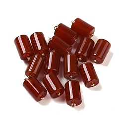 Красный Агат Подвески из натурального сердолика (окрашенные и нагретые), подвески-колонны со стойкой, латунные петли, реальный 18 k позолоченный, долговечный, 15.5~16x8~8.5 мм, отверстие : 1.6 мм