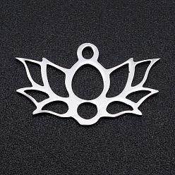 Нержавеющая Сталь Цвет Не тускнеющие 201 подвески из нержавеющей стали, подвески для лазерной резки, лотос, цвет нержавеющей стали, 11x19x1 мм, отверстие : 1.5 мм