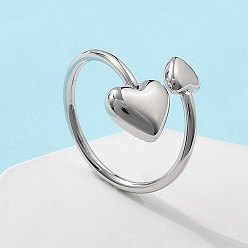 Нержавеющая Сталь Цвет 304 Кольца-манжеты в форме сердца из нержавеющей стали для женщин, цвет нержавеющей стали, внутренний диаметр: 19 мм