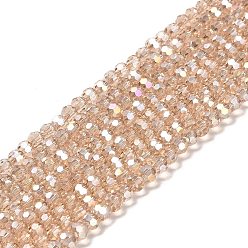 пшеница Прозрачные стеклянные бусины, 32 граней, с покрытием AB цвета, круглые, цвет пшеницы, 4.5x4 мм, отверстие : 1 мм, около 87~93 шт / нитка, 32~33 см