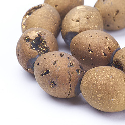 с Золотистым Покрытием Гальванические природные друзы геодез агат из бисера, баррель, с золотым покрытием, 13.5x12 мм, отверстие : 1 мм, около 13 шт / нитка, 7.67 дюйм