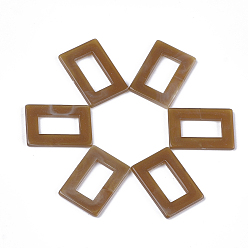 Camel Acrylic Linking Rings, Imitation Gemstone Style, Rectangle, Camel, 26x18x2.5mm, Hole: 16x8mm, about 560pcs/500g