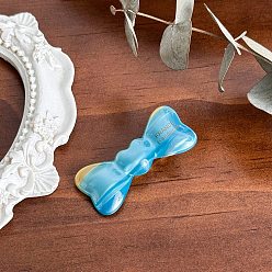 Темно-Голубой Заколки из кожи аллигатора из ацетата целлюлозы, С золотыми результатами железа, бантом, глубокое синее небо, 44 мм