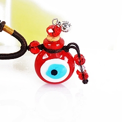 Красный Стеклянный флакон духов с подвеской на шею, регулируемое колье из плетеного шнура, ожерелье-свитер для женщин, красные, 17.72~26.77 дюйм (45~68 см)