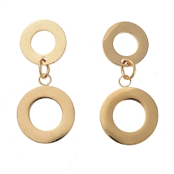 Golden 304 Stainless Steel Dangle Earrings, Hypoallergenic Earrings, with Ear Nuts, Ring, Golden, 30mm, Pin: 0.7mm