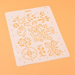 White Plastic Reusable Drawing Painting Stencils Templates, for DIY Scrapbook Wall Fabric Floor Furniture, Rectangle, White, 262x174x0.4mm