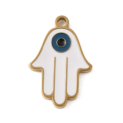 Hamsa Hand 304 нержавеющей стальной эмали подвески, Злые чары глаз, реальный 18 k позолоченный, хамса рука, 14x9.5x1.5 мм, отверстие : 1.3 мм
